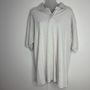 Vintage Mens ribbed beige tan polo top medium cotton blend minimalist neutral